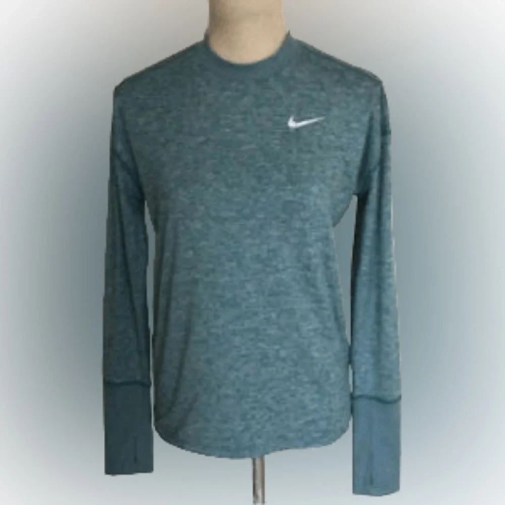 Nike Long Sleeve Pullover Crewneck Athletic Shirt Dri Fit Performance Aqua Blue